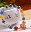 Natural Sugar Agate Designed Bracelet with Strawberry Quartz Donut