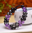 Natural Amethyst Obsidian Hematite Knitted Bracelet Adjustable