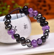 Natural Amethyst Obsidian Hematite Knitted Bracelet Adjustable