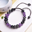 Natural Amethyst Obsidian Hematite Knitted Bracelet Adjustable