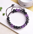 Natural Amethyst Obsidian Hematite Knitted Bracelet Adjustable