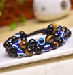 Evil Eye Obsidian Tiger Eye Knitted Bracelet Adjustable