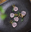 Natural Rose Quartz Rose Flower Jewelry Charms Pendants