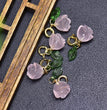 Natural Rose Quartz Rose Flower Jewelry Charms Pendants