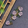 Natural Rose Quartz Rose Flower Jewelry Charms Pendants