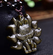 Natural Golden Sheen Obsidian Nine-tailed Fox Pendant Necklace Fashion Jewelry