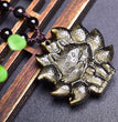 Natural Golden Sheen Obsidian Nine-tailed Fox Pendant Necklace Fashion Jewelry