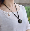 Natural Golden Sheen Obsidian Nine-tailed Fox Pendant Necklace Fashion Jewelry