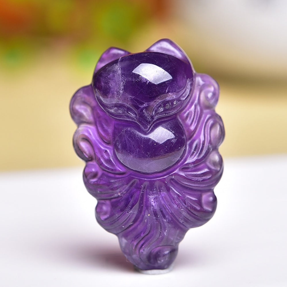 Natural Amethyst Nine-tailed Fox Pendant Fashion Jewelry