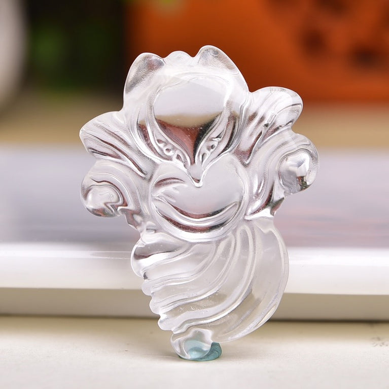 Natural Clear Quartz Nine-tailed Fox Pendant Fashion Jewelry