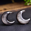 Natural Silver Sheen Obsidian Moon Pendant Fashion Jewelry