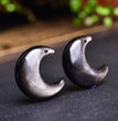 Natural Silver Sheen Obsidian Moon Pendant Fashion Jewelry