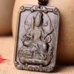 Natural Golden Sheen Obsidian Guardian God Buddha Pendant Necklace Fashion Jewelry