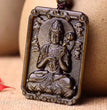 Natural Golden Sheen Obsidian Guardian God Buddha Pendant Necklace Fashion Jewelry