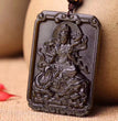 Natural Golden Sheen Obsidian Guardian God Buddha Pendant Necklace Fashion Jewelry