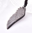 Natural Silver Sheen Obsidian Angel Wing Pendant Necklace Fashion Jewelry