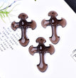 Natural Icy Obsidian Cross Pendant Necklace Fashion Jewelry