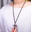 Natural Icy Obsidian Cross Pendant Necklace Fashion Jewelry