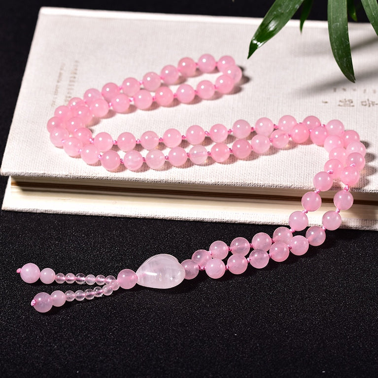 Natural Rose Quartz Necklace Sweater Chain Fashion Jewelry