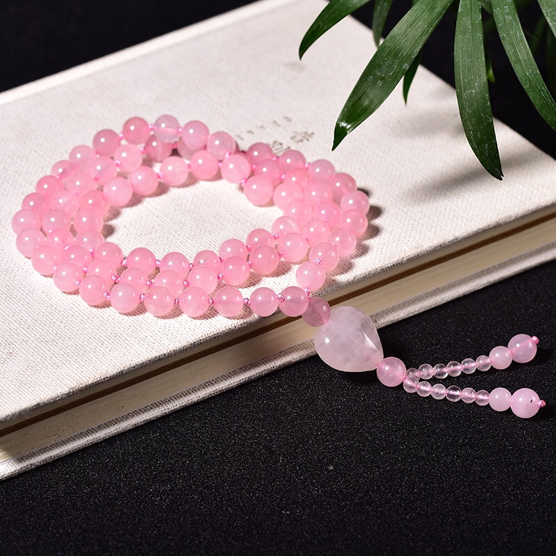 Natural Rose Quartz Necklace Sweater Chain Fashion Jewelry