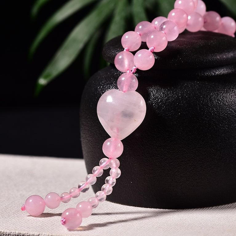 Natural Rose Quartz Necklace Sweater Chain Fashion Jewelry