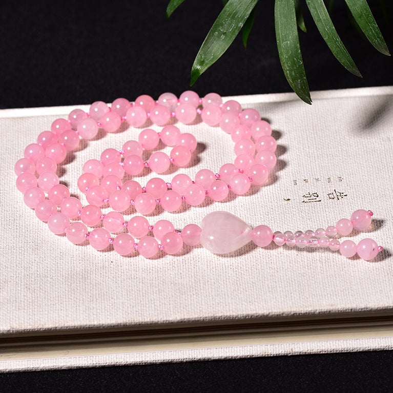 Natural Rose Quartz Necklace Sweater Chain Fashion Jewelry