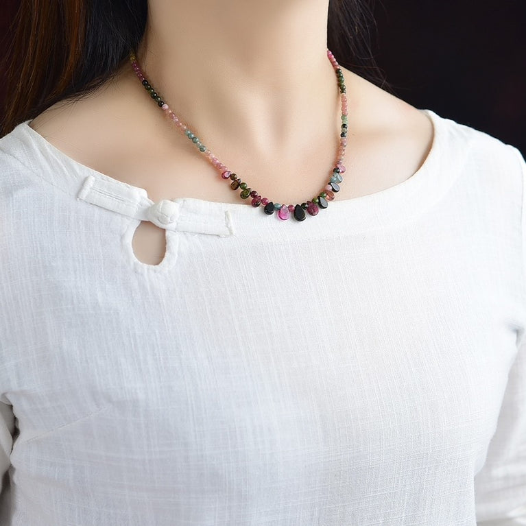 Natural Brizilian Tourmaline Necklace Fashion Jewelry