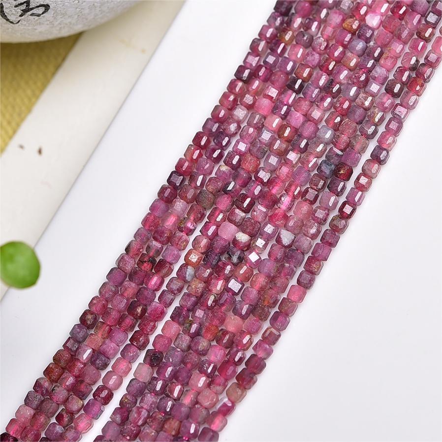 Natural Tourmaline Cube Beads Strands Loose Beads Jewelry DIY Bracelets