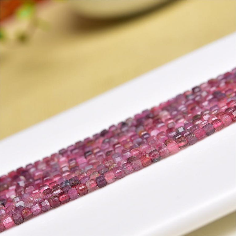 Natural Tourmaline Cube Beads Strands Loose Beads Jewelry DIY Bracelets