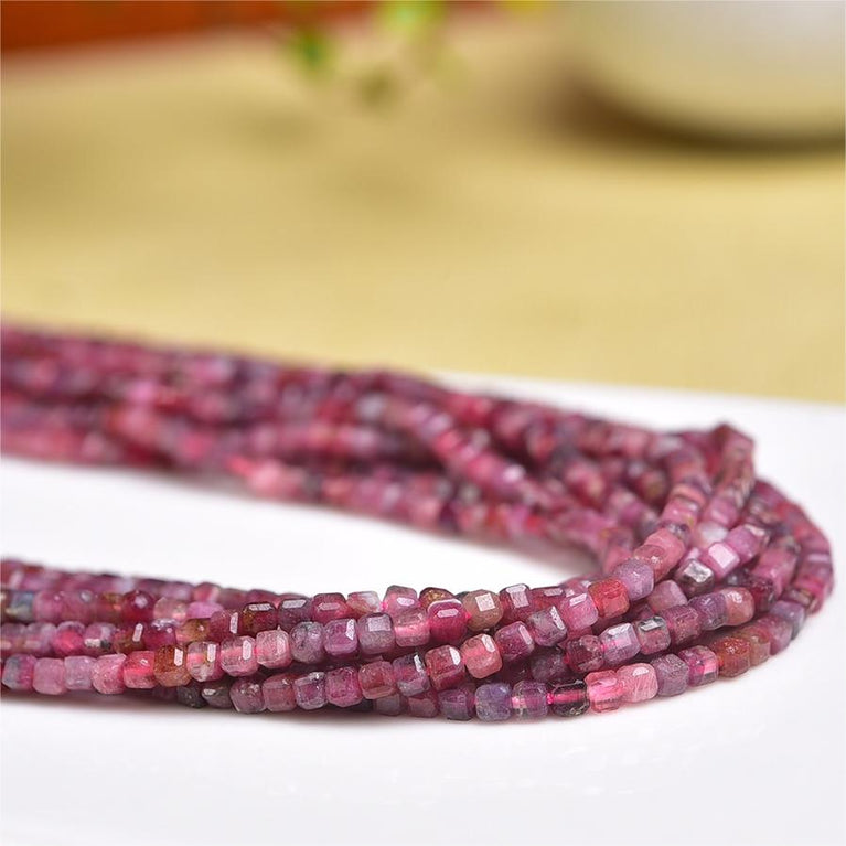 Natural Tourmaline Cube Beads Strands Loose Beads Jewelry DIY Bracelets