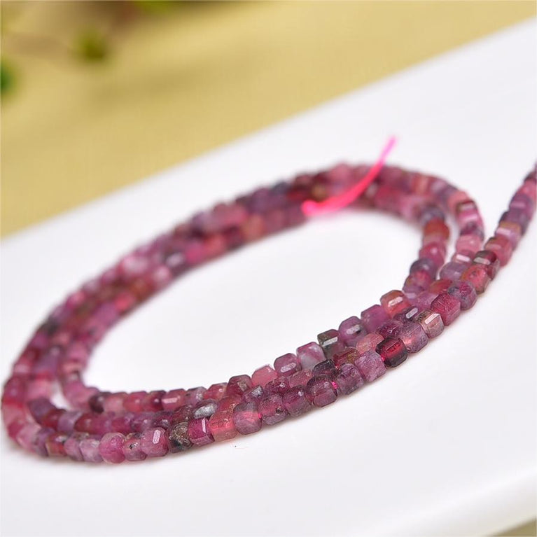 Natural Tourmaline Cube Beads Strands Loose Beads Jewelry DIY Bracelets