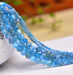 Natural Blue Apatite Faceted Round Beads Strands Loose Beads Jewelry DIY Bracelets