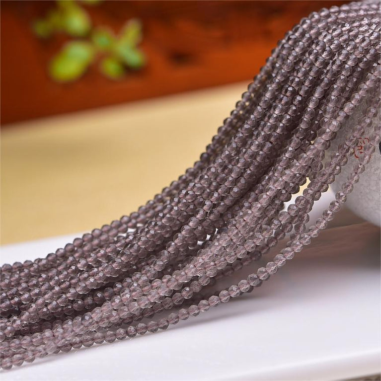 Natural Smoky Quartz Faceted Round Beads Strands Loose Beads Jewelry DIY Bracelets