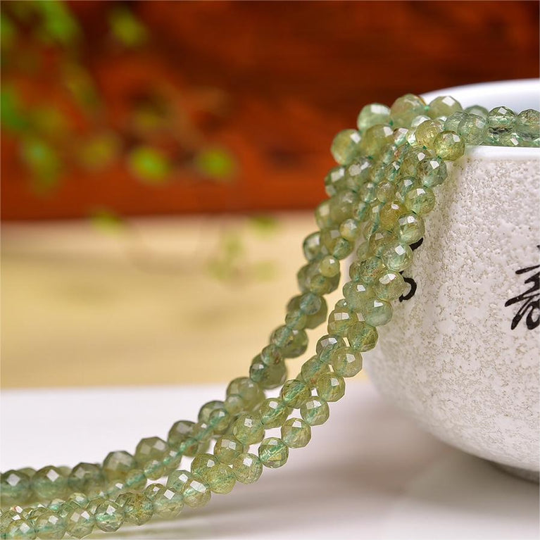 Natural Green Apatite Faceted Round Beads Strands Loose Beads Jewelry DIY Bracelets