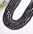 Natural Black Tourmaline Faceted Round Beads Strands Loose Beads Jewelry DIY Bracelets