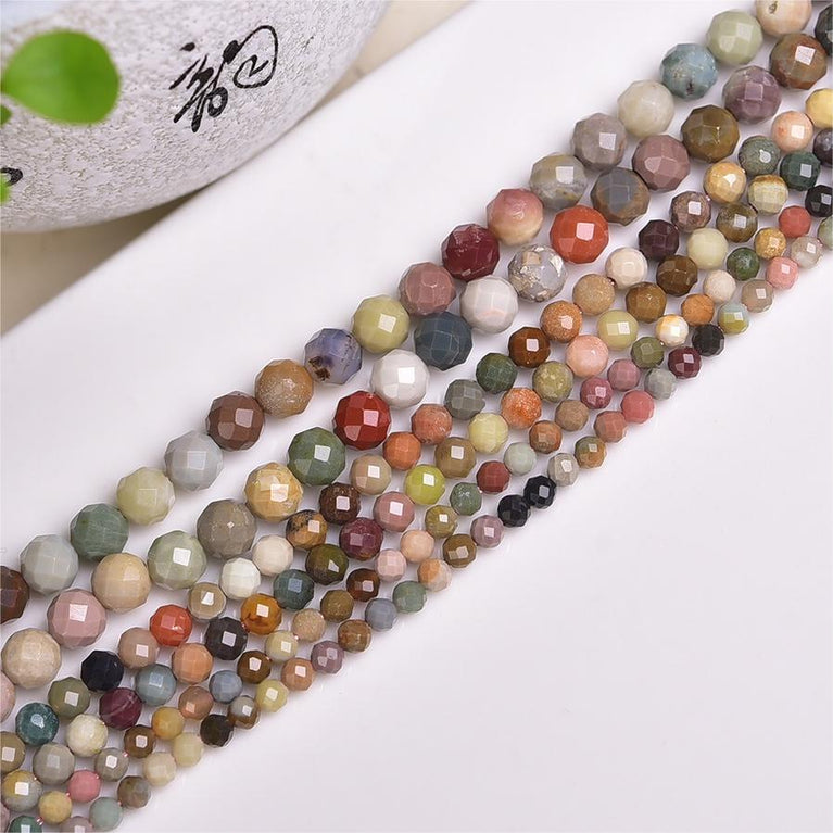 Natural Alashan Agate Faceted Round Beads Strands Loose Beads Jewelry DIY Bracelets