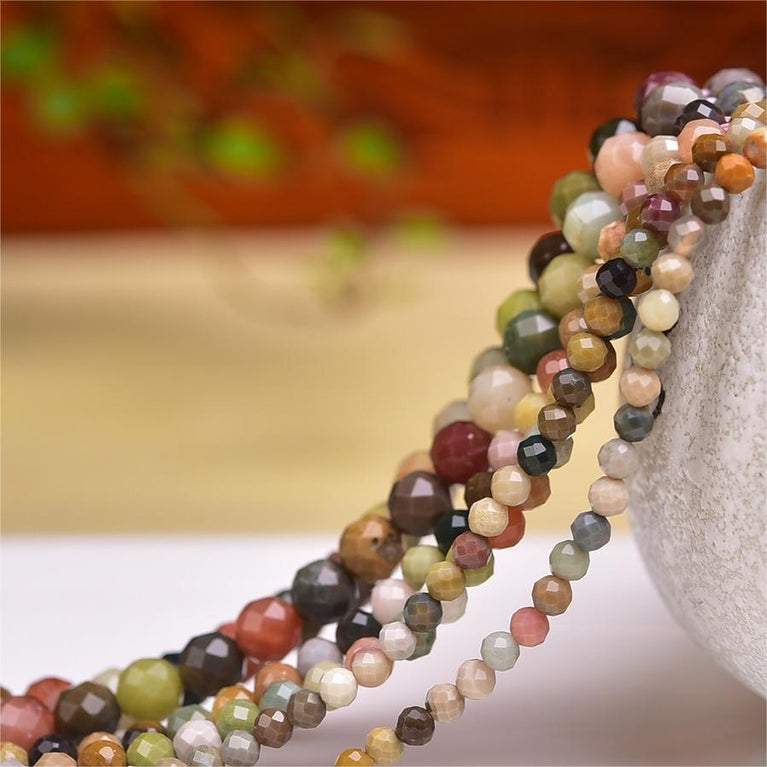 Natural Alashan Agate Faceted Round Beads Strands Loose Beads Jewelry DIY Bracelets