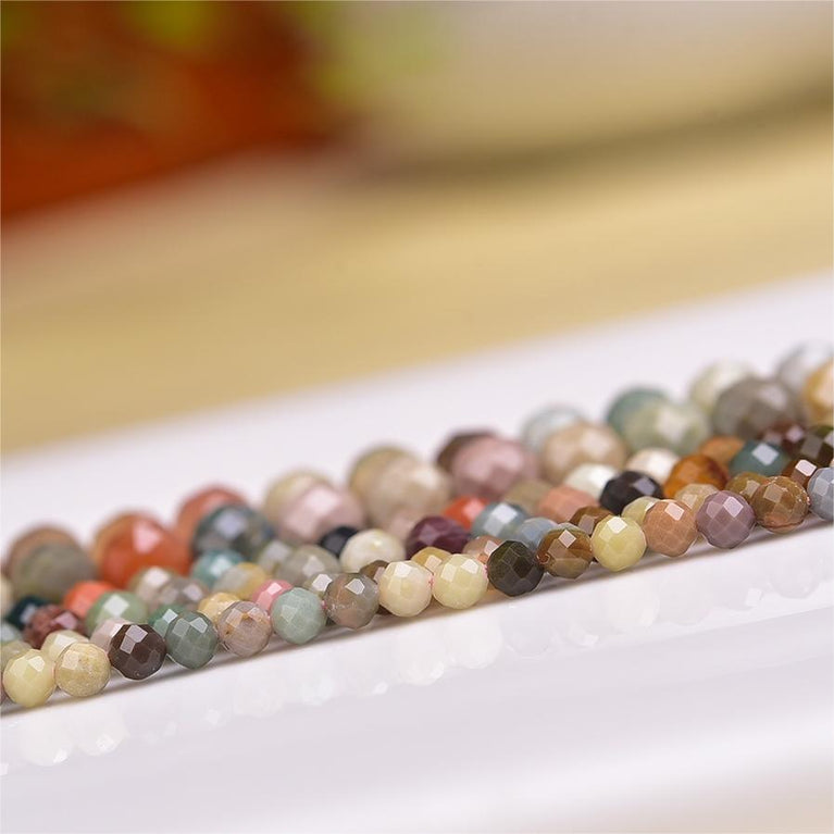 Natural Alashan Agate Faceted Round Beads Strands Loose Beads Jewelry DIY Bracelets