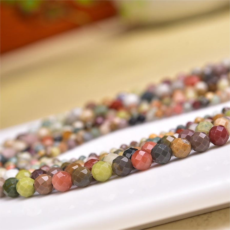 Natural Alashan Agate Faceted Round Beads Strands Loose Beads Jewelry DIY Bracelets