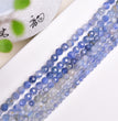 Natural Ombre Blue Kynite Faceted Round Beads Strands Loose Beads Jewelry DIY Bracelets