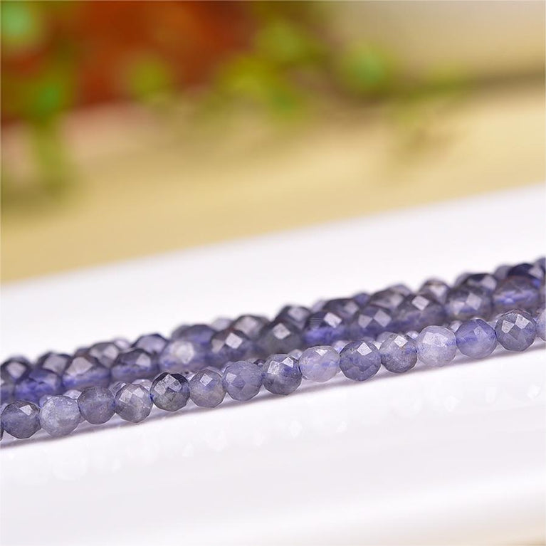 Natural Cordierite Iolite Faceted Round Beads Strands Loose Beads Jewelry DIY Bracelets