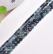 Natural Blue Tourmaline Faceted Round Beads Strands Loose Beads Jewelry DIY Bracelets