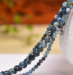 Natural Blue Tourmaline Faceted Round Beads Strands Loose Beads Jewelry DIY Bracelets