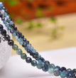 Natural Blue Tourmaline Faceted Round Beads Strands Loose Beads Jewelry DIY Bracelets