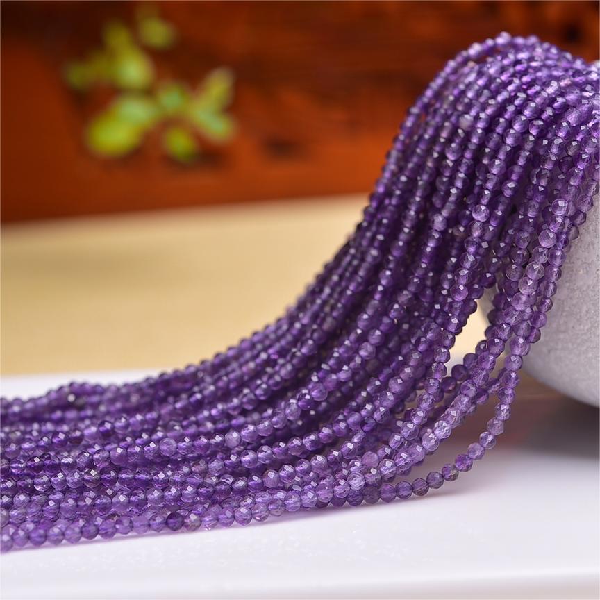 Natural Amethyst Faceted Round Beads Strands Loose Beads Jewelry DIY Bracelets