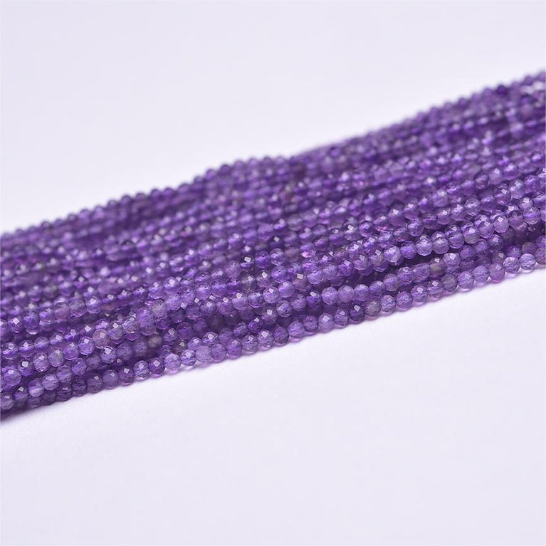 Natural Amethyst Faceted Round Beads Strands Loose Beads Jewelry DIY Bracelets