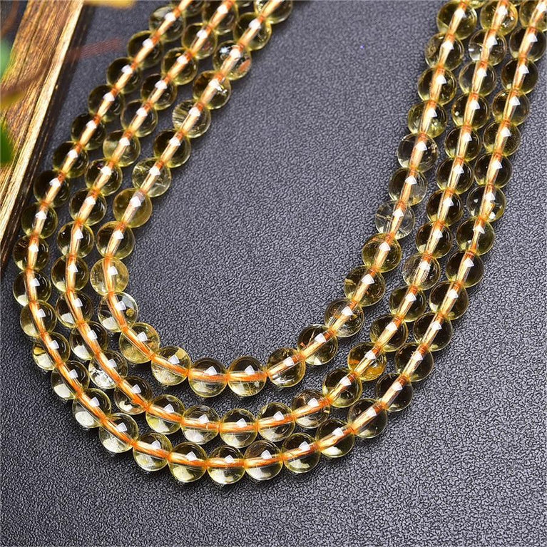 Natural Citrine Round Beads Strands Loose Beads Jewelry DIY Bracelets