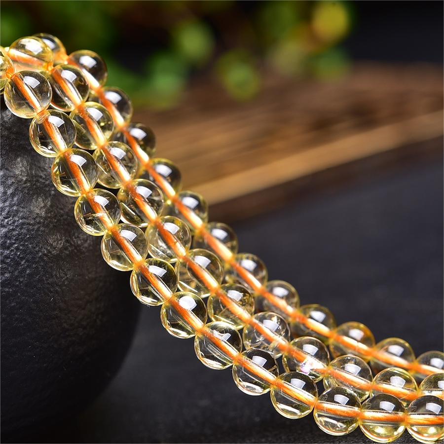 Natural Citrine Round Beads Strands Loose Beads Jewelry DIY Bracelets