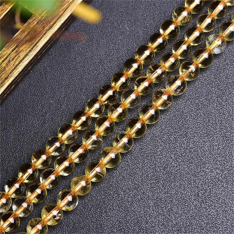 Natural Citrine Round Beads Strands Loose Beads Jewelry DIY Bracelets