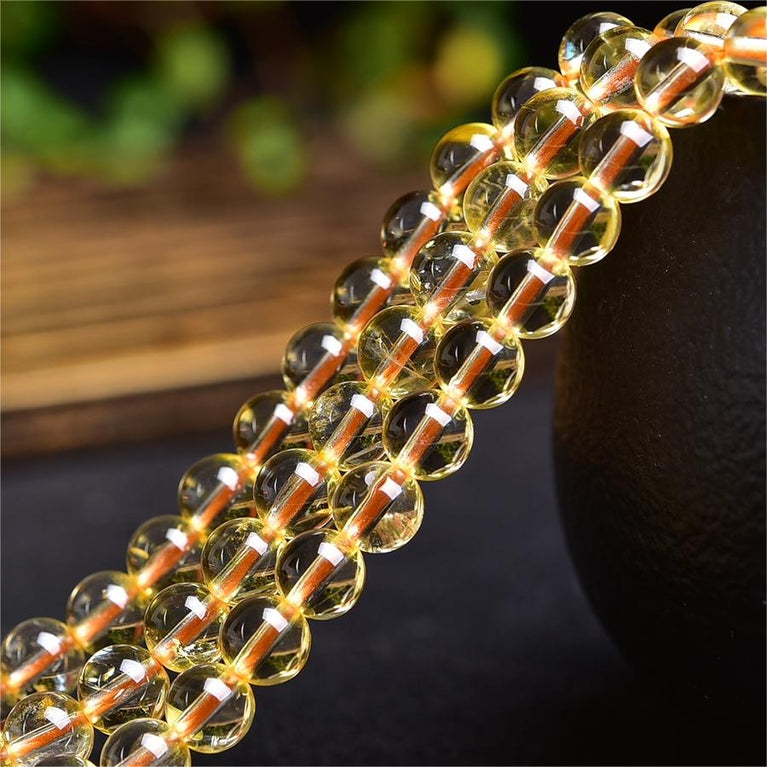 Natural Citrine Round Beads Strands Loose Beads Jewelry DIY Bracelets